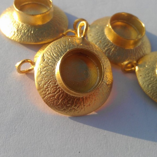 10 Gold Pendant Blank Base Setting Necklace Blank Mountings Gold Plated Brass Gold Plated Brass   G14607