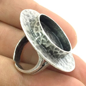Adjustable Ring Blank, 20mm blank Antique Silver Plated Brass G5209 image 2