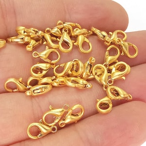 10 Gold Lobster Gold Plated Lobster Clasps Metal (10x6mm)  G9822