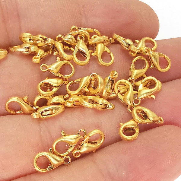 10 Gold Lobster Gold Plated Lobster Clasps Metal (10x6mm)  G9822