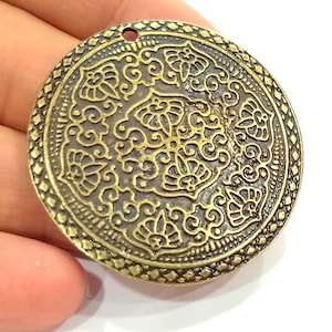 Antique Bronze Tribal Pendant Ethnic Pendant  Medallion Pendant   (46mm) G6393