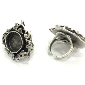 Rng Blank Bezel Settngs Cabochon Base Mountngs Adjustable | Etsy