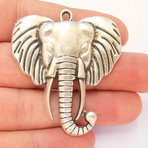 Elephant Pendant Antique Silver Plated Pendant (54x47mm)  G23156