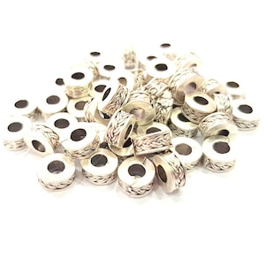 Silver Rondelle Beads Antique Silver Plated Beads 8mm  G11161