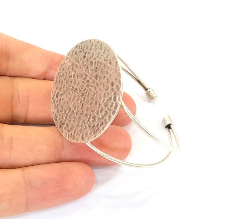 40mm Blanks Bracelet Blanks Cuff Blanks Adjustable Bracelet Blank Antique Silver Plated Brass G15415