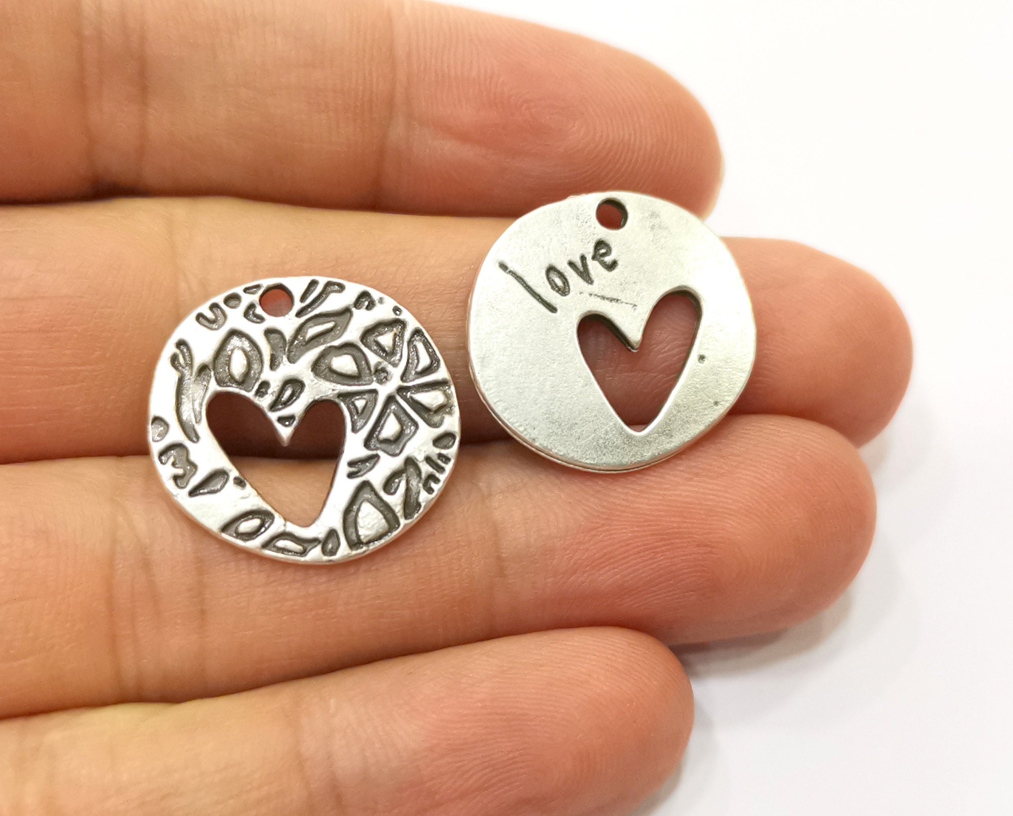 Heart Charms Antique Silver Plated Charms 21mm G18808 - Etsy