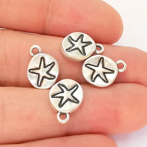 Star Charms Antique Silver Plated Charms (Double Sided) (15x10mm)  G23167
