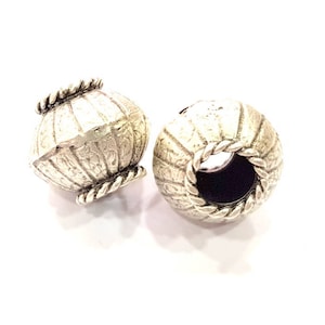 2 Silver Large Beads Antique Silver Plated Brass Ball Beads 19mm  G10028