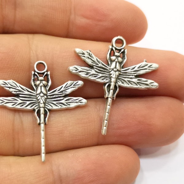 Silver Dragonfly Charms Antique Silver Plated Charms (31x28mm)  G19074