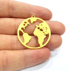 Breloque Carte du Monde Breloques Dorées Métal Plaqué Or (34mm) G15679