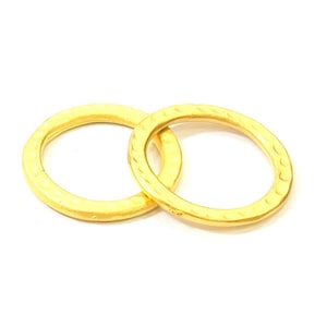 2 Gold Hammered Circle Gold Plated Circle (20mm)  G7870