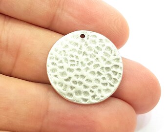 2 Antique Silver Plated Brass Charms 24mm  G13365