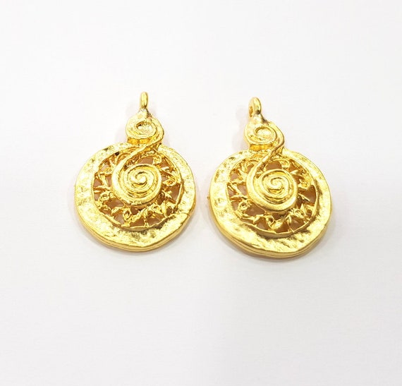 Spiral Charms Gold Plated Charms Gold Plated Metal 36mm G15780 