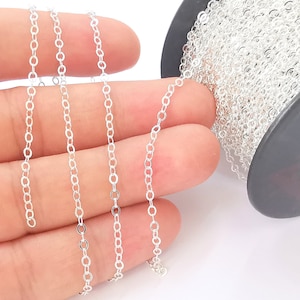 Chaîne forçat plate ovale en argent sterling chaîne à souder en argent massif 925 (3 x 2,3 mm) G30129