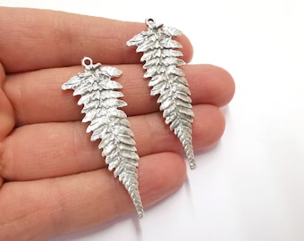 Fern Leaf Charms Antique Silver Plated Charms (57x22mm) G21166