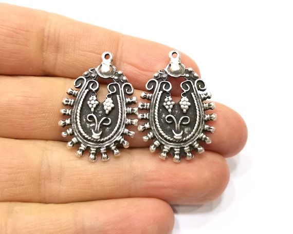 Silver Charms Antique Silver Plated Charms 32x23mm G17067 Etsy