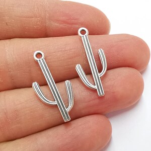 Cactus Charms Antique Silver Plated Charms (28x13mm)  G24519