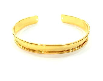 Gold  Bracelet Blanks Cuff Blanks Adjustable Bracelet Blank Gold Plated Brass (8mm ) G7911