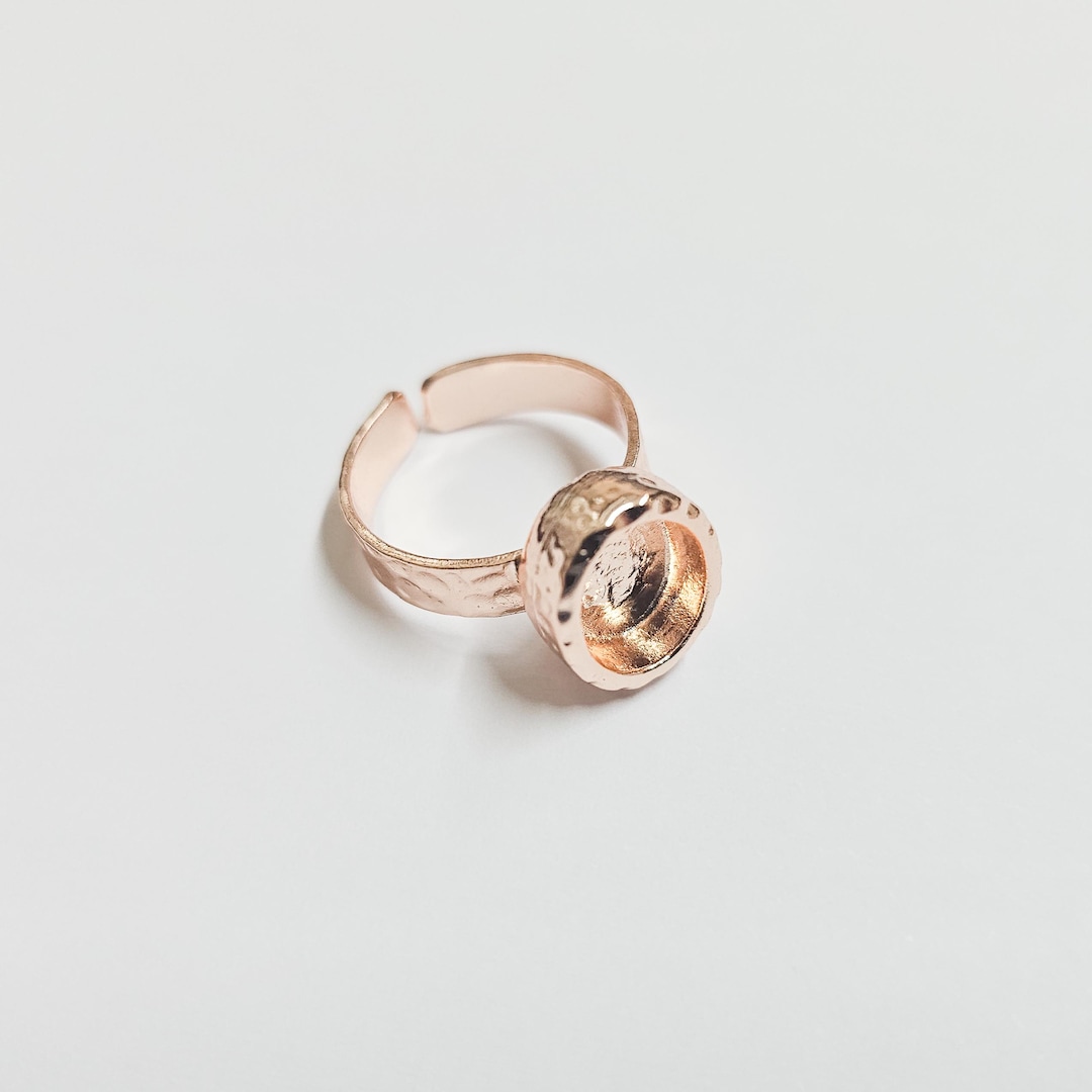 Adjustable Ring Base, Rose Gold Plated Hammered Band, Nickel Free ...