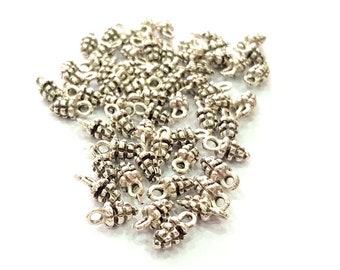 20 Pine Cone Charm Silver Charms Antique Silver Plated Metal (11x5mm) G14219