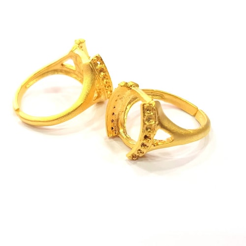 Adjustable Ring Blank 12mm Blank Gold Plated Brass G5114 Etsy