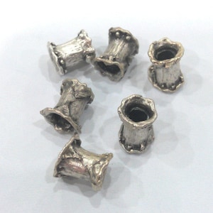 Silver Tube Antique Silver Plated Brass Spacer Bead  G13674