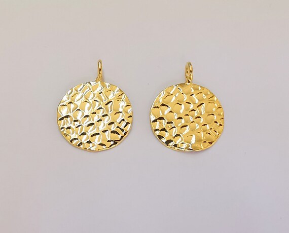 2 Oro chapado estampación base 24k oro brillante martilla