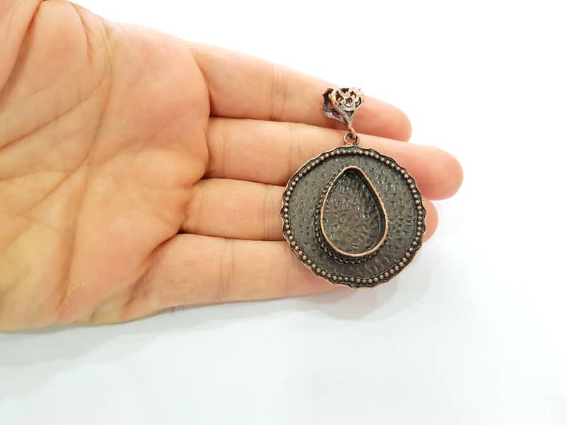 Antique Copper Pendant Blank Mosaic Base Blank inlay Blank Necklace Blank Resin Blank Mountings Antique Copper Plated Brass 42mm G8702