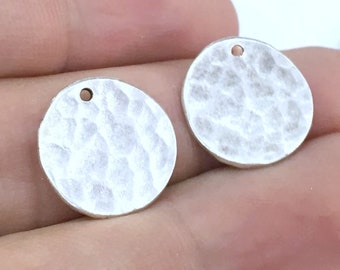 10 Silver Charm Coin Antique Silver Plated Brass  Charms 16mm    G13364