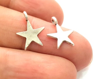 Star Charm Silver Charms Antique Silver Plated Metal (16x12mm) G12353