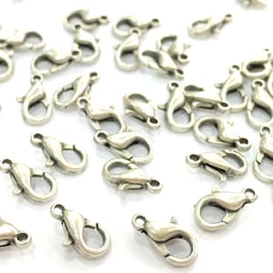 10 Silver Clasp Antique Silver Plated  Lobster Clasps , Findings  (10x6 mm)  G4650