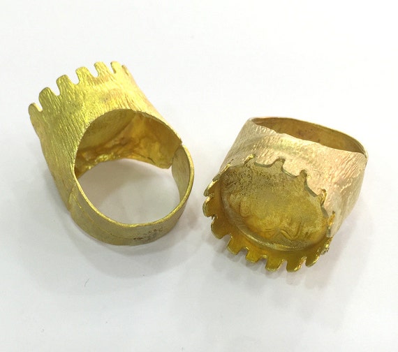 G7510 Raw Brass Ring Blank Bezel Settings Cabochon Base Mountings Adjustable 6mm blank