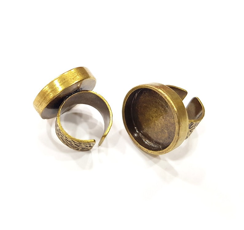 20mm blank Antique Bronze Plated G15638 Antique Bronze Ring Blank Setting Cabochon Base inlay Ring Backs Mounting Adjustable Ring Bezel