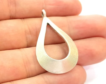 2 Silver Drop Pendant Antique Silver Plated Pendant (40x24mm) G7697