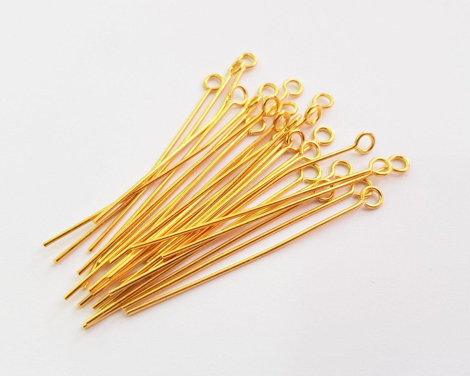 20 Gold Eye Pins Gold Plated Brass Eye Pin 45 Mm Findings Etsy