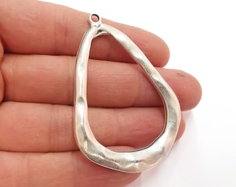 Drop Silver Pendant Antique Silver Plated Pendant (64x43mm)  G21004