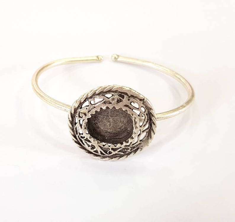 Bracelet Blanks Cuff Blanks Adjustable Bracelet Blank Antique Silver Plated Brass 15mm Blanks G7820