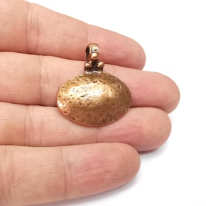 Copper Dome Charms, Ethnic Charm, Oval Charm, Earring Charm, Copper Pendant, Necklace Parts, Antique Copper Plated 30x28mm G36376