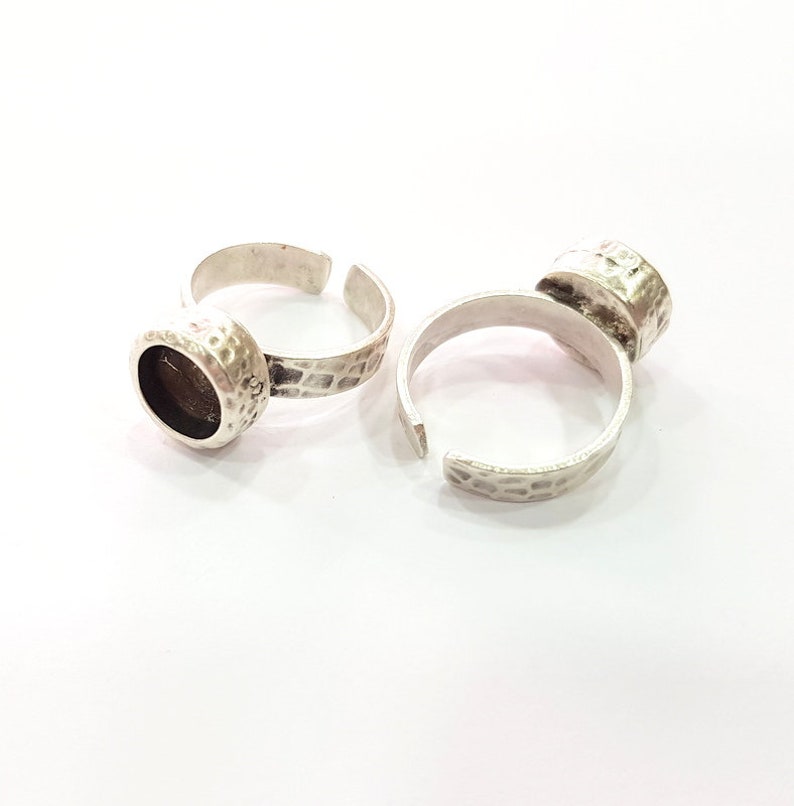 Ring Blank Setting Hammered Ring Base Bezel Inlay Ring Backs Etsy