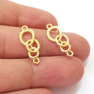 5 aros martillados con forma de cadena, conectores redondos, chapados en oro (23 x 9 mm) G25765
