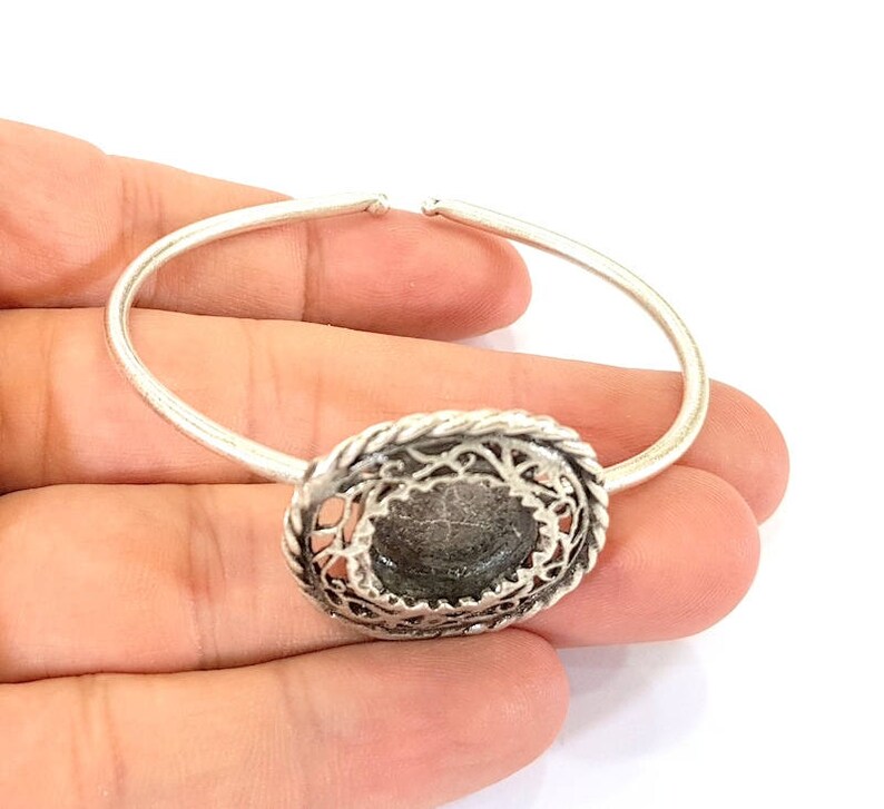 Bracelet Blanks Cuff Blanks Adjustable Bracelet Blank Antique Silver Plated Brass 15mm Blanks G7820
