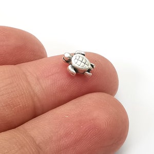 Turtle Beads Antique Silver Plated Metal Beads (8mm)  G33850