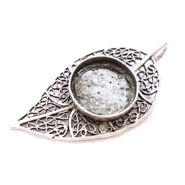 Silver Pendant Blank Bezel Base Setting Necklace Blank Mountings Antique Silver Plated Brass (20mm blank) G16516