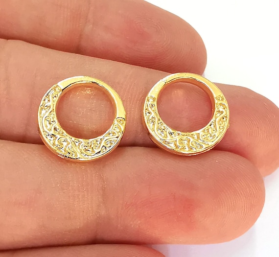 4 Kreis Charms 24K glanzend vergoldet Charms Nickel und Blei frei 15mm G22024 Etsy