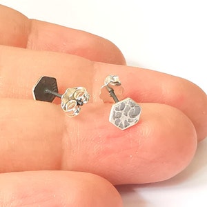 Hexagon Earring Stud, Sterling Silver Earring Posts  2 Pcs (1 pair) Flat Pad Back 925 Silver Earring Engraving (6mm) G30231
