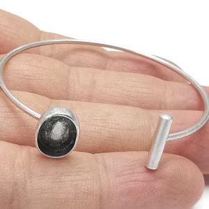 Stav Ovalt Armband Blank Hartsmanschett Torr Bezel Cabochon Bas Justerbar Antikförsilvrad Mässing (11 x 8 mm Blank) G26559
