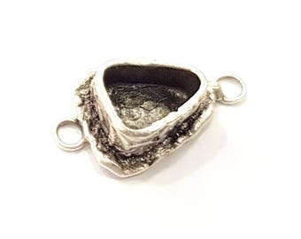Silver Pendant Blank Connector Mosaic Base Blank inlay Blank Necklace Blank Resin Blank Antique Silver Plated Brass ( 9x7mm blank )  G9796