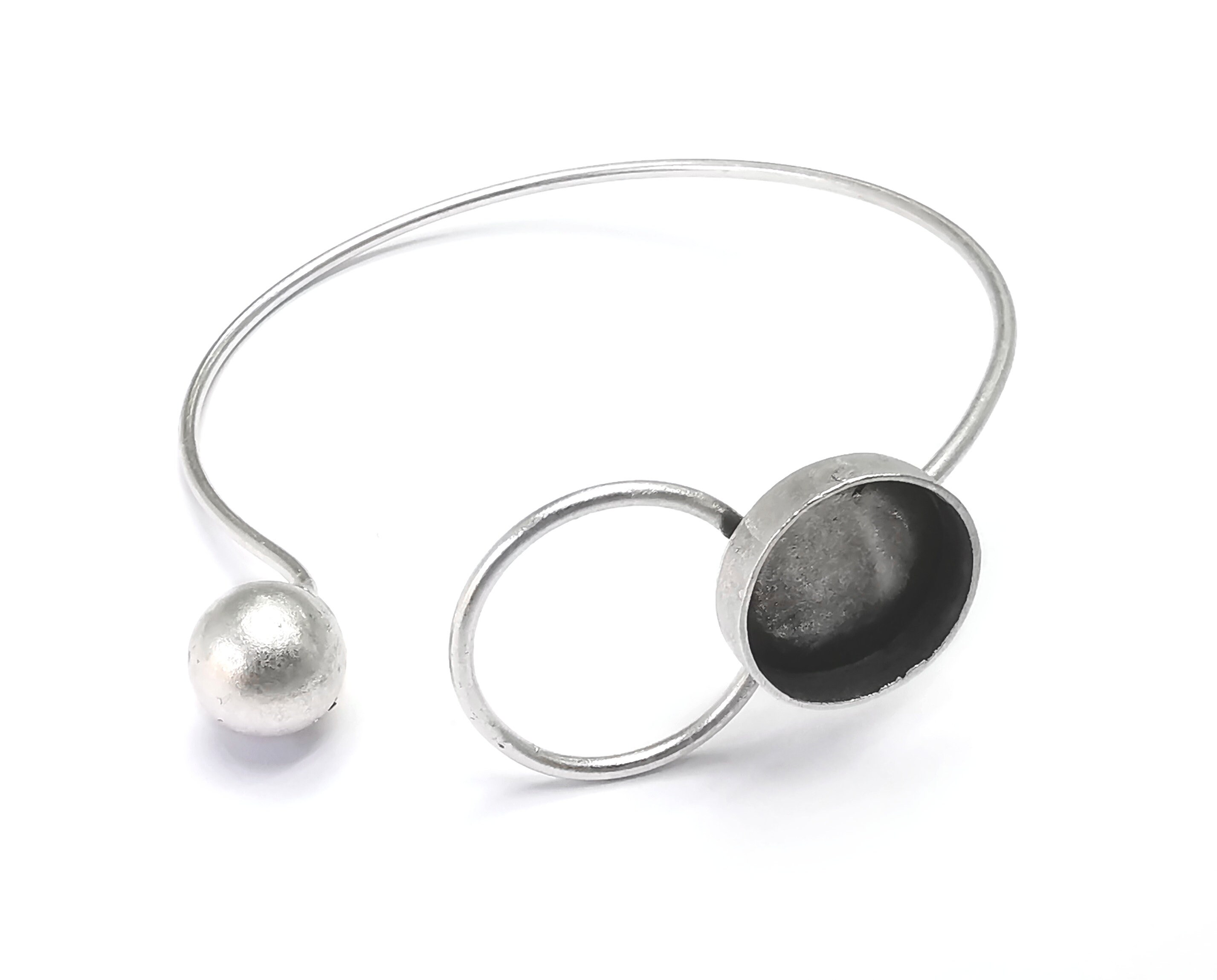 Circle Ball Bracelet Blank Resin Cuff Dry Bezel Cabochon