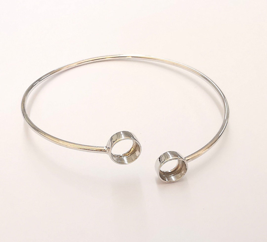 Sterling Silver Bracelet Blank Bezel 925 Silver Cuff Base Setting