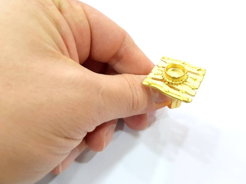 Gold Ring Settings Blank Inlay Ring Mosaic Ring Bezel Base Etsy